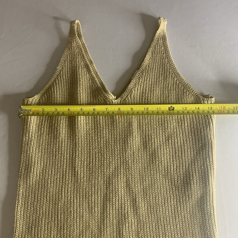 Vintage Liz Claiborne Lizwear Tan Ribbed Knit Midi Dress Minimalism 90s Cotton S - Picture 8 of 12